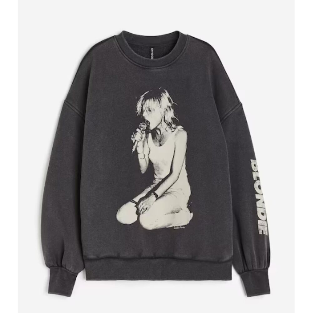H&M Divided Charcoal Blondie Graphic Oversized Sweatshirt XS Relaxed